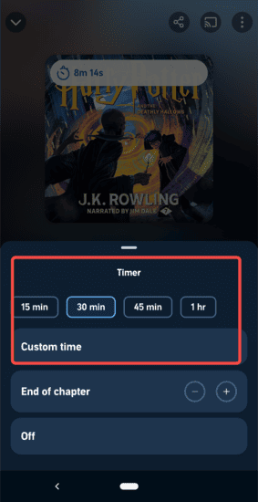 zeitbasierte Timer bei Audible APP